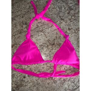 Neon Pink Bikini Scrunch Triangle Top Medium NWOT